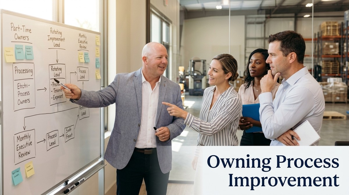 Who owns business process improvement with no CI team?